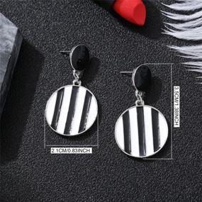 img 3 attached to 💃 ANDPAI Bohemian Black White Striped Dangle Drop Earrings: Retro Cute Geometry Jewelry for Women and Girls