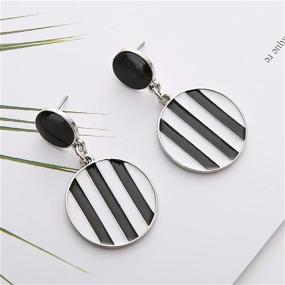 img 1 attached to 💃 ANDPAI Bohemian Black White Striped Dangle Drop Earrings: Retro Cute Geometry Jewelry for Women and Girls