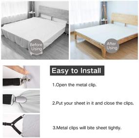 img 1 attached to 🔒 Adjustable Triangle Elastic Bed Sheet Fasteners - 4 PCS Gripper Holder Straps Clips for Bed Sheets, Mattress Covers, Sofa Cushion