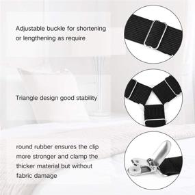 img 3 attached to 🔒 Adjustable Triangle Elastic Bed Sheet Fasteners - 4 PCS Gripper Holder Straps Clips for Bed Sheets, Mattress Covers, Sofa Cushion