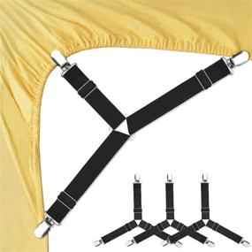 img 4 attached to 🔒 Adjustable Triangle Elastic Bed Sheet Fasteners - 4 PCS Gripper Holder Straps Clips for Bed Sheets, Mattress Covers, Sofa Cushion