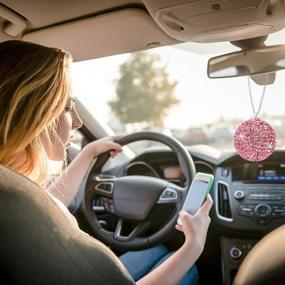 img 1 attached to Eing Car Rear View Mirror Charm Crystal Bling Ball Hanging Ornament Rhinestone Interior Decor Crystal Ball Lucky Charm Pendant