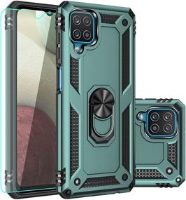 img 4 attached to 📱 Premium Galaxy A12 Case with Screen Protector - Military Grade Protection, Magnetic Kickstand, Midnight Green