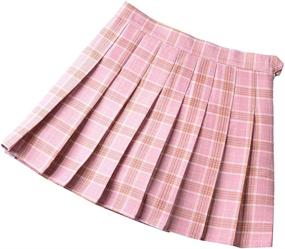 img 1 attached to 👗 High Waisted Pleated Skater Tennis School Skirt Uniform for Women and Girls with Lining Shorts