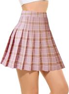 👗 high waisted pleated skater tennis school skirt uniform for women and girls with lining shorts логотип