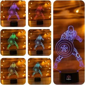 img 2 attached to 🦸 SerkyHome 3in1- 3D Illusion Night Light for Kids with 7 Colors Remote control- Spiderman, Ironman, Captain America (Avengers 3in1)