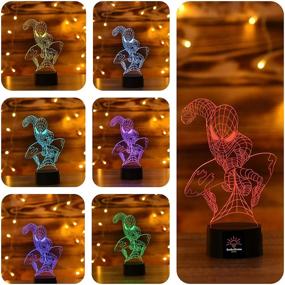 img 1 attached to 🦸 SerkyHome 3in1- 3D Illusion Night Light for Kids with 7 Colors Remote control- Spiderman, Ironman, Captain America (Avengers 3in1)