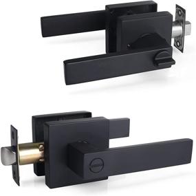 img 2 attached to 🚪 Enhance Your Privacy with Stylever 6-Pack Privacy Square Black Door Handle Lever Sets - Left and Right Handed Contemporary, Reversible, Keyless Design for Bedroom and Bathroom