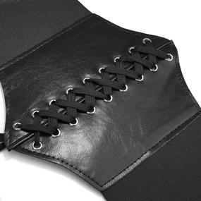 img 3 attached to Lamdgbway Lace Up Leather Corset Elastic Women's Accessories and Belts