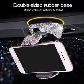 img 2 attached to WSC Car Bling Crystal Phone Holder Strong Sticky Car Phone Mount Diamond For Dashboard Windshield Air Vent With One Air Vent Base (White)