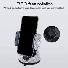 img 3 attached to WSC Car Bling Crystal Phone Holder Strong Sticky Car Phone Mount Diamond For Dashboard Windshield Air Vent With One Air Vent Base (White)