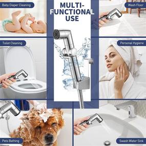 img 1 attached to 🚽 Explore the HANLIAN Handheld Bidet Sprayer: Ultimate Toilet Hygiene Solution with T-Valve, Hose, and Wall/Toilet Mount (Chrome)