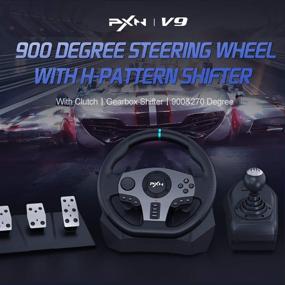 img 3 attached to PXN V9 Universal USB Car Sim Racing Wheel with 3-Pedal Pedals and Shifter Bundle for Xbox, PlayStation, and Nintendo Switch