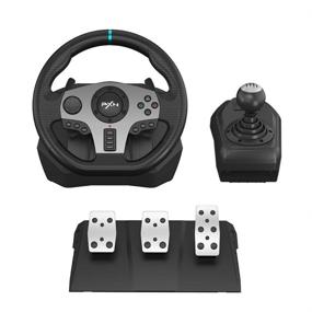 img 4 attached to PXN V9 Universal USB Car Sim Racing Wheel with 3-Pedal Pedals and Shifter Bundle for Xbox, PlayStation, and Nintendo Switch