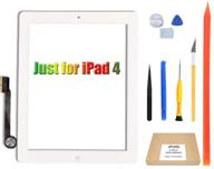 jpung ipad 4 4th gen touch screen replacement - a1458 a1459 a1460 with home button & full repair kit logo