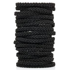 img 4 attached to 🏻 18 Pcs Black Braided Hair Ties for Women and Men - Braided Hair Elastics, Ponytail Holders, and Thick Bands, Also Suitable as Men's Bracelets