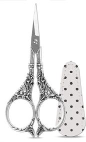 img 4 attached to Hisuper 4.5 Inch Silver Sewing Embroidery Scissors: Small Sharp Utility Craft and Needlework Tool with Leather Scissors Cover - Ideal for Embroidery Crafting, Artwork, and DIY Projects