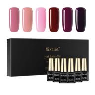 💅 mixtint 6 pink red colors gel polish set with gift box - soak off uv led varnish nail art lacquer gel nail polish set 015 logo