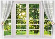 🌼 enchanting allenjoy 7x5ft spring window scenery backdrop: white windowsill, floral green forest - perfect photocall background for parties, newborns, families, and kids logo