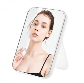 img 4 attached to 💄 ASSQI Foldable Square Makeup Mirror: Portable, Adjustable Vanity Mirror for Women's Table Desks