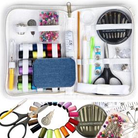 img 4 attached to 🧵 Ultimate Travel Sewing Kit: 176-Piece Mini Sewing Kit with Iron-On Hem Tape, Patches, Needles, and Thread