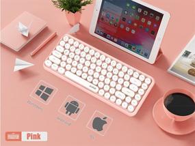 img 1 attached to 🔲 LomiLuskr 308i Compact 84-Key Wireless Bluetooth Keyboard for Tablets, Portable Mini Keyboard, iOS/Android/Windows Compatible (Pink)