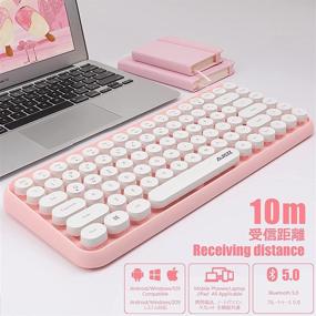 img 2 attached to 🔲 LomiLuskr 308i Compact 84-Key Wireless Bluetooth Keyboard for Tablets, Portable Mini Keyboard, iOS/Android/Windows Compatible (Pink)