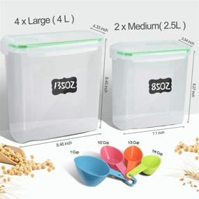 img 3 attached to 🟢 Airtight Cereal Storage Containers - Set of 6, EAGMAK BPA Free Large Pantry Containers for Flour, Snacks, Nuts & More (Green)