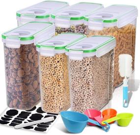 img 4 attached to 🟢 Airtight Cereal Storage Containers - Set of 6, EAGMAK BPA Free Large Pantry Containers for Flour, Snacks, Nuts & More (Green)