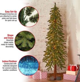 img 1 attached to National Tree Company 5 ft Hickory Cedar Slim Pre-lit Christmas Tree with White Lights and Stand
