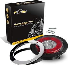 img 2 attached to 🚦 Enhance Your Truck's Safety with Partsam 4" Round LED Tail Stop Brake Lights - Dual Color, Flange Mount, 2Pack
