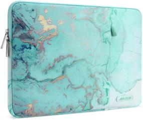 img 4 attached to 👉 MOSISO Laptop Sleeve Case for MacBook Air 13 inch 2018-2021 & MacBook Pro A2338 M1 A2289 A2251 A2159 A1989 A1706 A1708 - Stylish Polyester Vertical Watercolor Marble Bag in Green