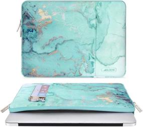 img 3 attached to 👉 MOSISO Laptop Sleeve Case for MacBook Air 13 inch 2018-2021 & MacBook Pro A2338 M1 A2289 A2251 A2159 A1989 A1706 A1708 - Stylish Polyester Vertical Watercolor Marble Bag in Green