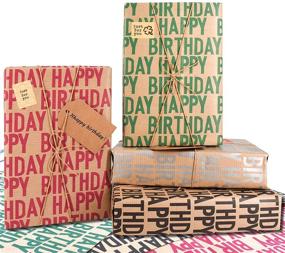 img 3 attached to 🎁 Smarpau Happy Birthday Gift Wrap Paper Sheets - 6 Pack, 6 Styles Mixed Happy Birthday Greetings Theme Gift Wrapping Paper