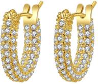 💍 setrof 18k gold plated cubic zirconia lightweight hoop earrings for women and teen girls - white & yellow gold logo