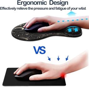 img 3 attached to 🌙 Dooke Ergonomic Mouse Pad with Wrist Support, Cute Mouse Pads for Home Office Working Studying, Non-Slip Rubber Base, Easy Typing & Pain Relief - Moon Sun Design