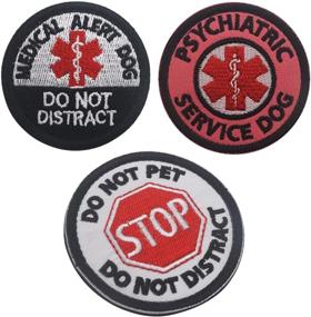 img 4 attached to 🐾 3PCS Stop Do Not Pet, Medical Alert Dog, Psychiatric Service Dog Patch Set - 1.97inch Diameter