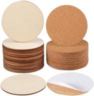 🔘 caydo 4 inch unfinished round wood circle pieces with self-adhesive cork backing - ideal for diy crafts, wooden coasters, and home decoration (set of 24) logo