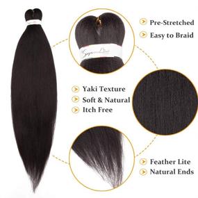 img 3 attached to Pre Stretched Braiding Extensions Professional Synthetic Hair Care