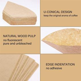 img 1 attached to 200-Pack BYKITCHEN Size 4 Coffee Filters - Ideal for 8-12 Cup Coffee Makers and Pour Over Coffee Drippers - Cone Paper Filters, Natural Unbleached Material