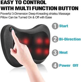 img 3 attached to 🎁 Peiwna Back and Neck Massager: Shiatsu Massage Pillow with Heat for Deep Tissue Relief in Shoulders, Lower Back, Legs, Feet – Perfect Gift for Women, Men, Friends, Birthday!