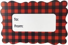 img 2 attached to 🎁 100 ярлыков размером 2 x 3 дюйма красно-белой клетчатой шерсти: праздничные наклейки для подарков на праздники