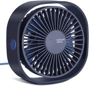 img 4 attached to 💨 2020 Upgraded Small USB Desk Fan: Powerful 3-Speeds & 360° Rotatable Air Circulator - Navy Blue