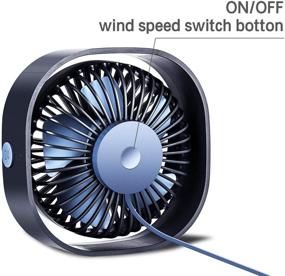 img 1 attached to 💨 2020 Upgraded Small USB Desk Fan: Powerful 3-Speeds & 360° Rotatable Air Circulator - Navy Blue