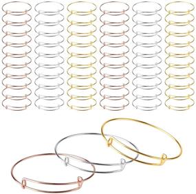 img 4 attached to 📿 60 PCS Sansheng Expandable Bracelet Bangles, Metal Wire Bracelets for Jewelry Making, Bangles for Handmade Jewelry (65mm/2.6 inches, 3 Colors)