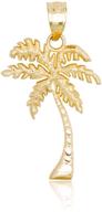 🌴 14k yellow gold palm tree necklace pendant by honolulu jewelry logo