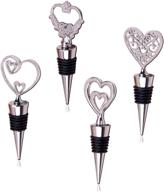 💖 set of 4 cute heart shaped zinc alloy wine stoppers for reusable wine and beverage preservation - love wine stopper decoration for metal wine bottles логотип