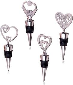 img 4 attached to 💖 Set of 4 Cute Heart Shaped Zinc Alloy Wine Stoppers for Reusable Wine and Beverage Preservation - Love Wine Stopper Decoration for Metal Wine Bottles