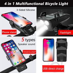 img 3 attached to 🚲 KindCock 4-in-1 Rechargeable Waterproof USB Bicycle LED Light Set with Phone Holder, Bicycle Bell and Mobile Power - Front and Back Bike Lights for Men, Women, and Kids - Ideal for Road and Mountain Cycling