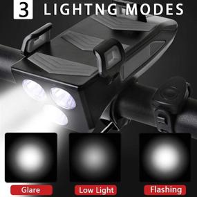 img 2 attached to 🚲 KindCock 4-in-1 Rechargeable Waterproof USB Bicycle LED Light Set with Phone Holder, Bicycle Bell and Mobile Power - Front and Back Bike Lights for Men, Women, and Kids - Ideal for Road and Mountain Cycling